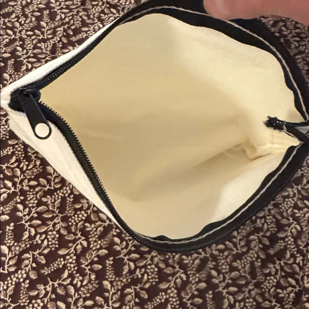 New Blank Canvas Zipper Pouch - Cream/Black Makeup or Travel Bag